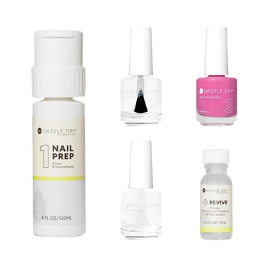 Dazzle Dry Full System Kit - Cherry Parfait - a Medium Bright Pink with Raspberry Undertones. Full Coverage Cream. (5 Piece Kit)