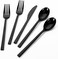 Joyido 150PCS Black Plastic Silverware - Disposable Cutlery for Halloween