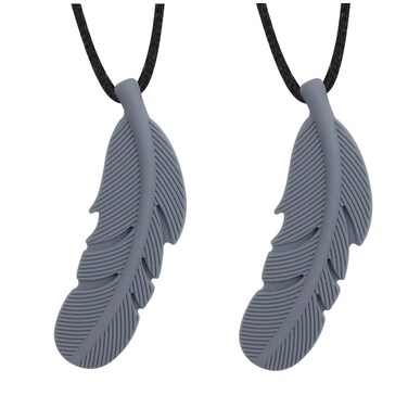 Megoday Feather Teether Sensory Chew Necklaces for Kids 2 Pack