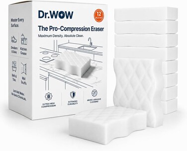 Dr.WOW High-Density Melamine Cleaning Sponges, 12 Extra-Thick Blocks