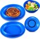 Hushee 4 Pcs Scoop Plates and Bowls Non Skid Adaptive Dinnerware, Blue