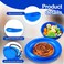 Hushee 4 Pcs Scoop Plates and Bowls Non Skid Adaptive Dinnerware, Blue
