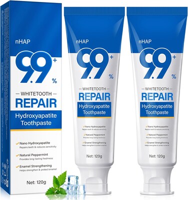 Usbsregards Hydroxyapatite Toothpaste, Enamel Care Nano Hydroxyapatite Toothpaste for Sensitive Teeth, 2Pack 8.46 Oz, Natural Mint for Extra Freshness, Non-Irritating Formula
