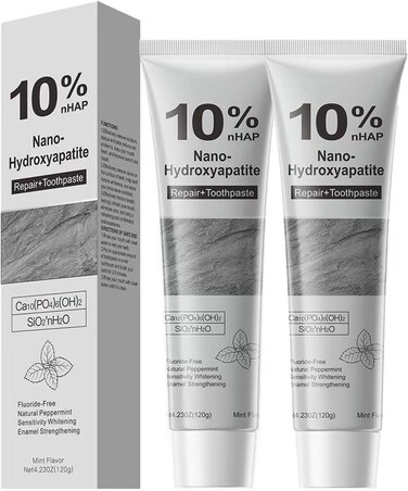 Eisnzlan Hydroxyapatite Toothpaste,10% Nano Hydroxyapatite for Advanced Enamel Repair &amp; Sensitivity Relief, Gentle Daily Toothpaste for Whitening &amp; Fresh Breath(2-Pack) (A)