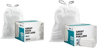 Plasticplace Trash Simplehuman (X) Code N Compatible (200 Count) White Drawstring Garbage Liners &amp; Trash Bags Simplehuman (X) Code R Compatible (200 Count)
