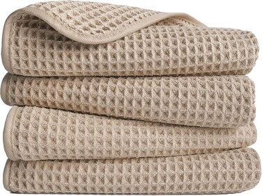 Polyte 430 Gsm Poly Blend Microfiber Quick Dry Waffle Hand Towel, 16X30 In