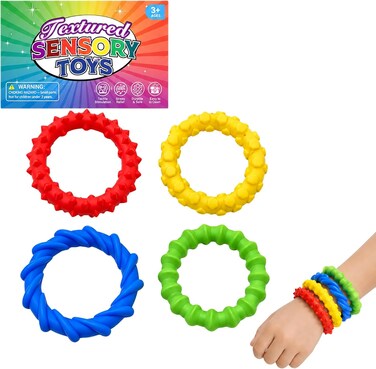 Cdjyllx Sensory Fidget Toys for Autism, 4 Pack Textured Stretchy Bracelets