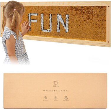 Odoxia Sequins Sensory Wall Frame Reversible Sequins Board for Kids Fabric Flip Sequin Sensory Wall and Room Board