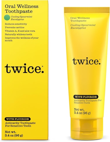 Twice Anti-Cavity Fluoride Toothpaste, Cooling Spearmint, 3.4 Oz