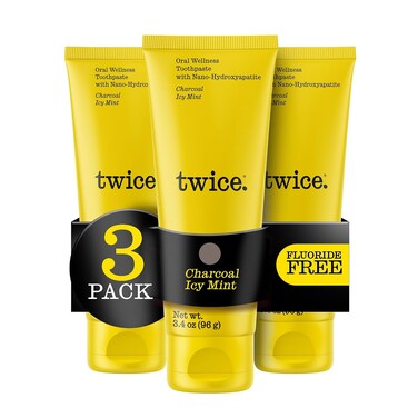 Twice Hydroxyapatite Whitening Toothpaste, Charcoal Icy Mint, 3X3.4 Oz