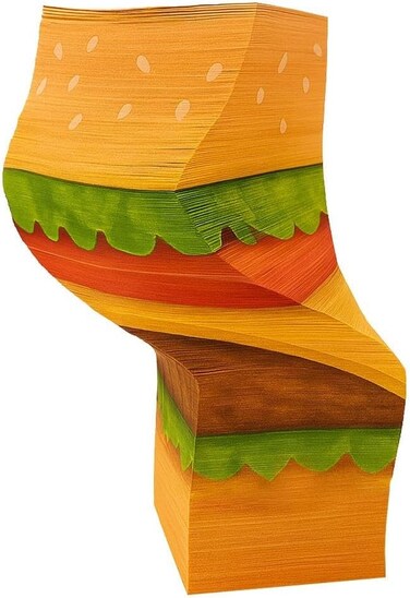 Twist Notes Twistable Notepad Paper Pad with 1,000 Notes Desk Sensory I (Burger)