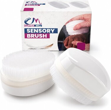 Clipper Mill Wilbarger Method Therapy Brush, 2 Pack (White) - Therapressure Sensory Brush for Occupational Therapy and Brushing Protocol