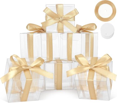 Cotopher 5X5X5 Inches Clear Gift Boxes 35 Pcs Clear Boxes for Favors