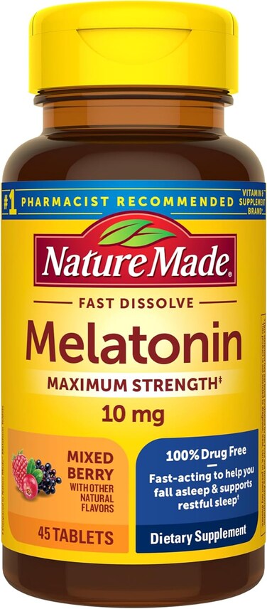 Nature Made Melatonin 10MG Fast Dissolve, Maximum Strength, 45 Tablets