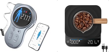 Renpho Smart Tape Measure with Large Display, and Rechargeable Coffee Scale, Espresso Scale with Timer