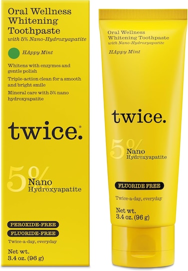 Twice Hydroxyapatite Whitening Toothpaste, Happy Mint, 3.4 Oz