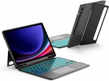 Protect Samsung Tab S9+ Protective Tablet Keyboard, Bluetooth With Trackpad, Backlit, Grey, HL118A