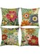 Unibedding Sunflower Throw Pillow Covers 18x18 Floral Decorative Pillow Covers Green Dot Burlap Flower Couch Cushion Cover for Outdoor Couch Sofa Bed Patio Home Fall Decoration, 4 Pack Red Green