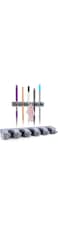 Broom Mop Holder and Garden Tools Organizer Rack with 6 Heavy Duty Storage Hooks - Wall Mounted for Space Saving Storage