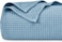 100% Pre-Washed Cotton Waffle Weave Throw Blanket (127 cm x 152 cm) - Washed Warm Soft Lightweight Breathable Throw for Adults and Kids-Perfect Blanket Layer for Couch Bed Sofa-Elegant Home Decoration- Dusty Blue