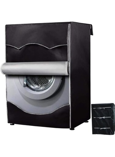 X spring Washing Machine Cover, Waterproof Dust Proof Sunscreen Washer and Dryer Covers, Washer Machine Cover with Zipper Design, Washer Dryer Cover for Most Front Loading Machine