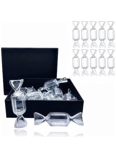 SYOSI Mini Jewelry Organizer, 10pcs Clear Candy Shaped Jewelry Box Ring Organizer with Lid, Plastic Candy Container Lovely Display Case DIY Jewelry Accessories for Wedding Party Travel Containers