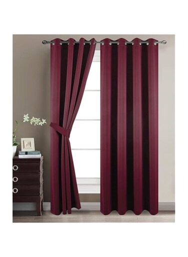 TEXPLUS 2 Panels Solid Color High Shading Grommet Top Blackout Curtains for Bedroom (Burgundy Red, 2x52Wx108L inches)
