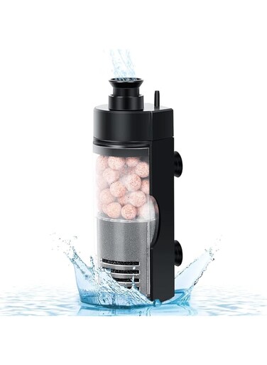 Aputue Small Aquarium Filter, Submersible Foam Filter with Filtered Ceramic Balls, Wall Mounted Small Internal Aquarium Filter, Ultra Quite Fish Tank Waterfall Filter Aquarium for 2-19L Fish Tank