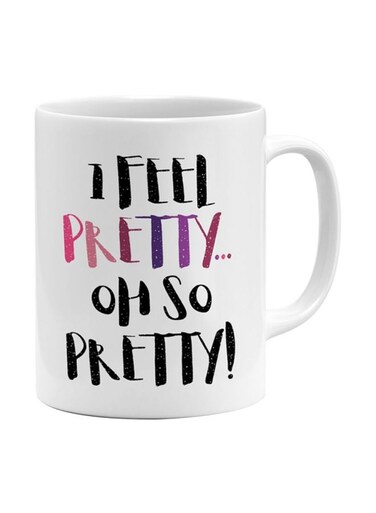 Feel Pretty Oh So Pretty Printed Coffee Mug White/Black/Pink