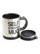 Steel Self Stirring Coffee Mug Black/Silver 4.37x3.37inch