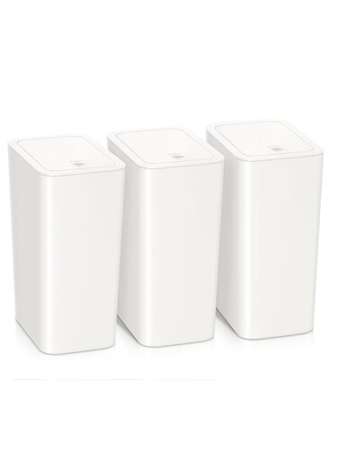 3 Pack Bathroom Small Trash Can with Lid,Slim Garbage Bin Wastebasket with Pop-Up Lid for Bedroom, Office, Kitchen, Craft Room, Fits Under Desk/Cabinet/Sink