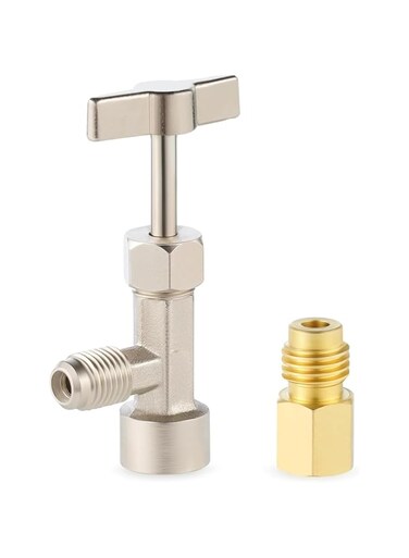 THE WHITE SHOP Self Sealing Can Tap, Self-Sealing Can Opener for Refrigerant Self-Sealing Cans, with Tank Adapter for 1/4" and 1/2" AC Charging Hoses (CT343)