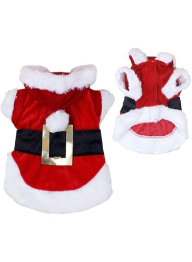 Idepet Santa Dog Costume Christmas Pet Clothes Winter Hoodie Coat Clothes for Dog Pet Clothing Chihuahua Yorkshire Poodle (S)