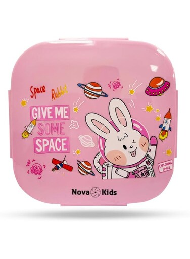 Nova Kids Square 1000ml Bento Lunch Box - Rabbit Pink