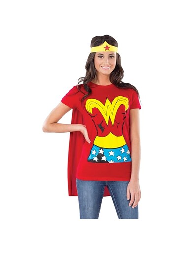 Rubies Women's DC Comics Wonder Woman T-Shirt with Cape and Headband