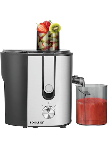 Sonashi Juice Extractor with 2 Speeds - 1.2L Large Pulp Container   Whole Fruit Juice Extractor with Stainless Steel Body &amp; Mesh Strainer   Motor Overheat Protection 1.2 L 400 W SPJ-507