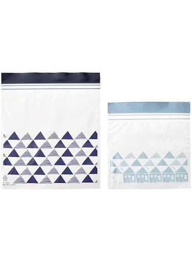 Digital Shoppy Resealable bags, Polyethylene plastic, Blue/light blue-1l &amp; 0.4l, 60 pack.