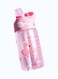 Kids Water Bottle with Straw Lid Reusable Durable Plastic Spout Cover and Built-in Carrying Loop, Big Bite Valve, Pink 480ml