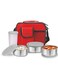 MILTON 5-Piece Lunch Box Set with Insulated Bag - Includes 3 Stainless Steel Containers(280ml Each), 400ml Tumbler, Keeps Food Hot, Ideal for School Kids &amp; Office Tiffin - Steel Combi combo- Red