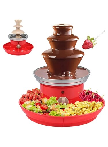 Azonee Chocolate Fountain 3 Tier Electric Chocolate Fountain Machine 17oz Capacity Stainless Steel Cheese Fountain Machine with Snack Serving Tray for Fruits Party Games Weddings Birthday