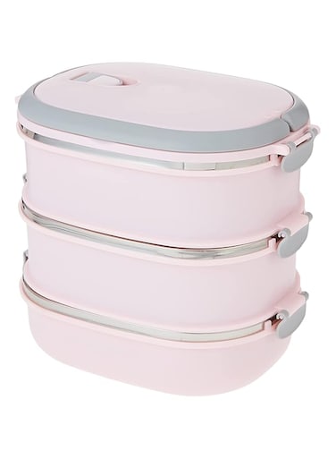 Simplify 70oz Oblong 3 Tier Stainless Steel Insulated Lunch Box Assorted 1 Pieces