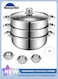 3-Tier Stainless Steel Steamer For Cooking, 11.8 Inch Multi-Layer Steamer Pot With Handles On Both Sides, Steamer Capsule Bottom With Glass Lid - Dumpling Steamer Food, Steam Pot, Veggie Steamer