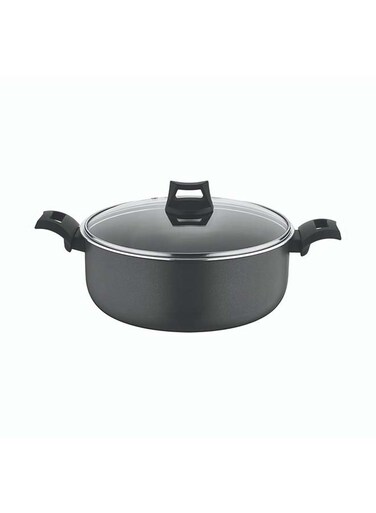 Non-Stick Casserole, Stockpot &amp; Stewpot with Glass Lid and 5 Layer PTFE Non-Stick Spray Coating BXSCP20BME Black 20cm