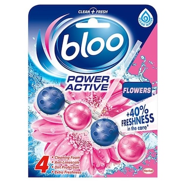 Bloo Power Active Balls Flower &ndash; Advanced Rim Block with Cleaning Foam, Anti-Limescale Protection, and Extra Freshness
