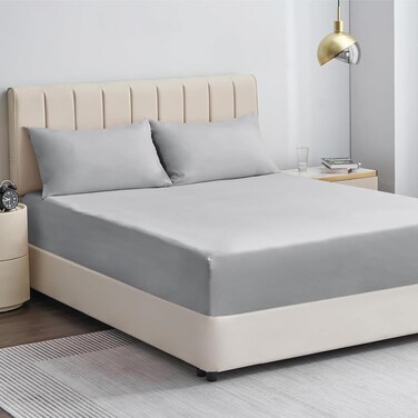 MUSA&Acirc;&reg; 3 Piece Fitted Sheet Set - King Size, Light Grey, 300 Thread Count