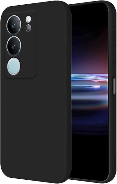 Vivo Y19s Liquid Silicon Case, Soft Microfiber Lining Cushion Slim Shell Shockproof Protective Soft Gel Rubber Matte Finish Cover Camera Protection Case for Vivo Y19S 2024 (Black)