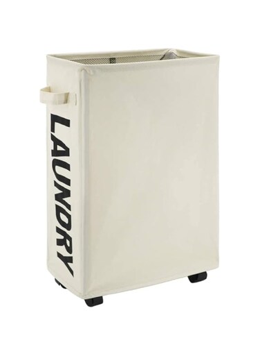 Bolivia's Rolling Slim Laundry Basket, Foldable Laundry Hamper with Convenient Handles, Waterproof Freestanding Dirty Clothes Hamper on Wheels, Tall Storage Basket for Store Clothes Toys 57x39x19 cm