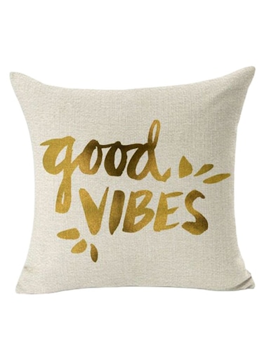Square Shaped Printed Pillow Case Linen White