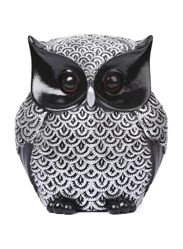 Artpaul Owl Statue Home Decor Accents Small Decor Items for Shelf Owl Figurines Home Decorations for Living Room Office Bedroom, Gifts for Owl Lover (Silver)