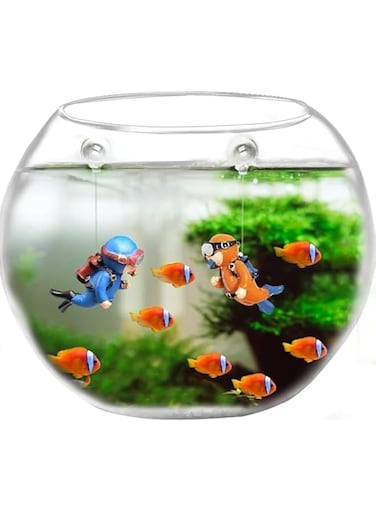 ZDALQDMJ 2PCS/Set Mini Fish Aquarium Floating Decorations Diver Fish Tank Decorations with Floating Device Accessories Ornaments for All Kinds of Fish Tank Simulated Underwater World